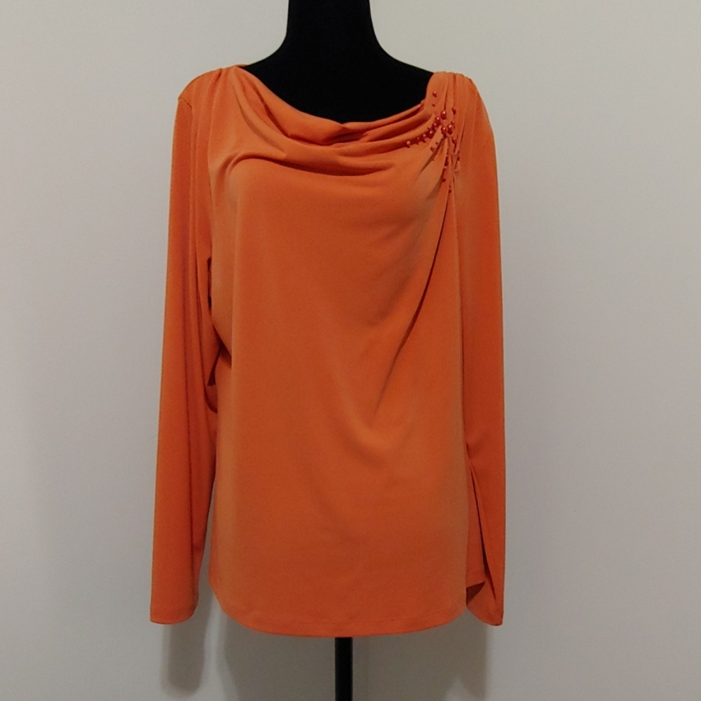 Bianca Nygard | Elegant Orange Long Sleeve Top | Size L